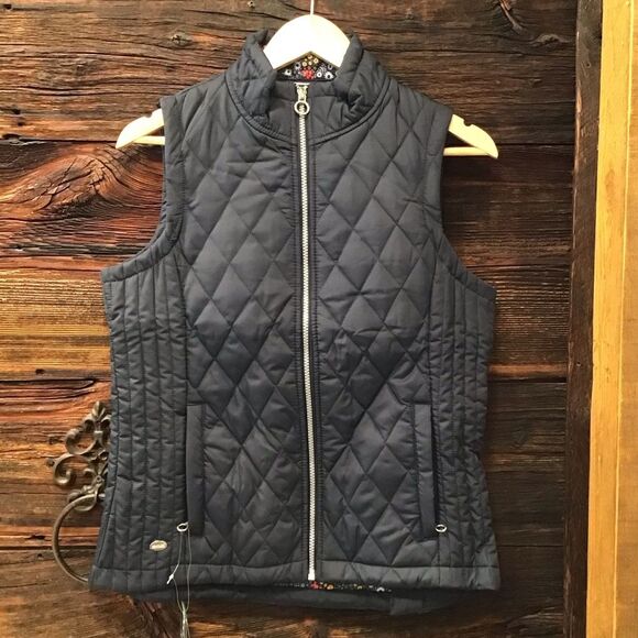 Regatta Charna Quilted Vest Womens Size S Navy Floral Insulated Bodywarmer Gorp - Picture 12 of 16